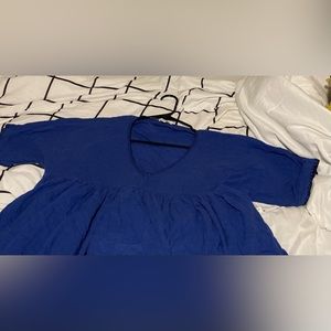 Sundance large, dark blue, short sleeve, v-neck blouse